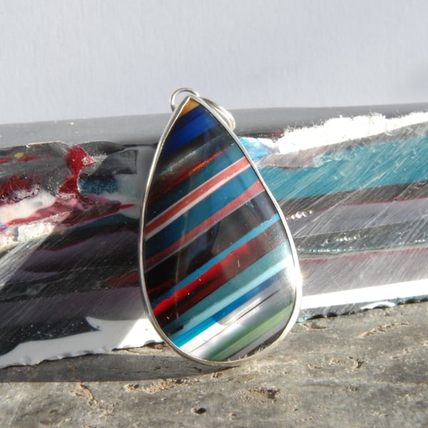 Cornish surfite and silver pendant