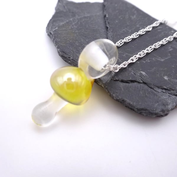 lampwork glass toadstool pendant necklace