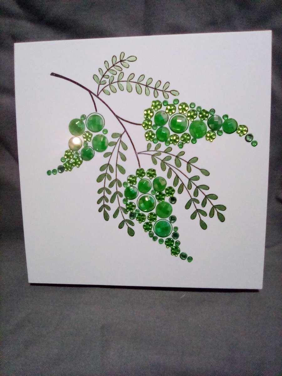 Lime green floral watercolour and embellished handmade open card