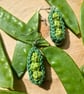 Pea pod earrings, Jewellery gift for gardener, Green jewellery, Vegetable theme - Image 5