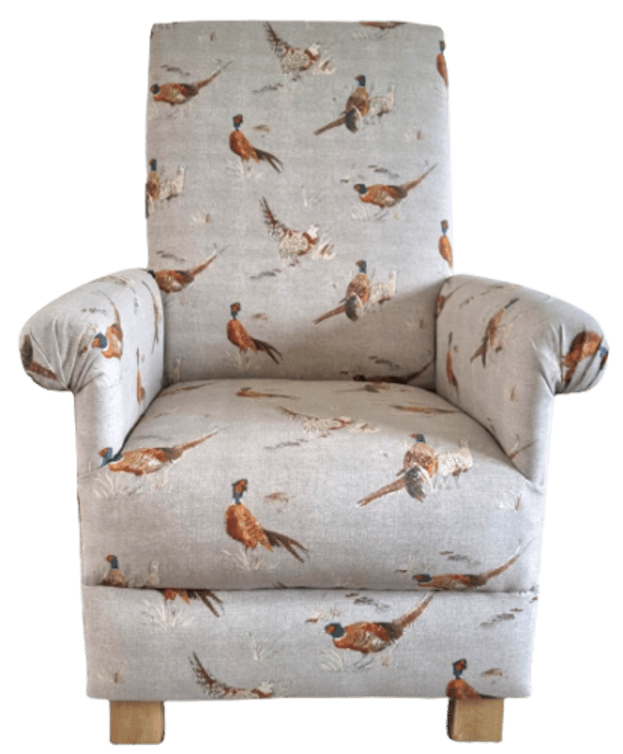 Pheasants Armchair Adult Chair Fryetts Birds Beige Accent Statement Kitchen 