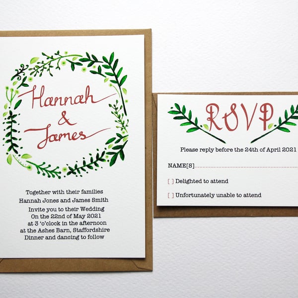 Fern wedding invitation set