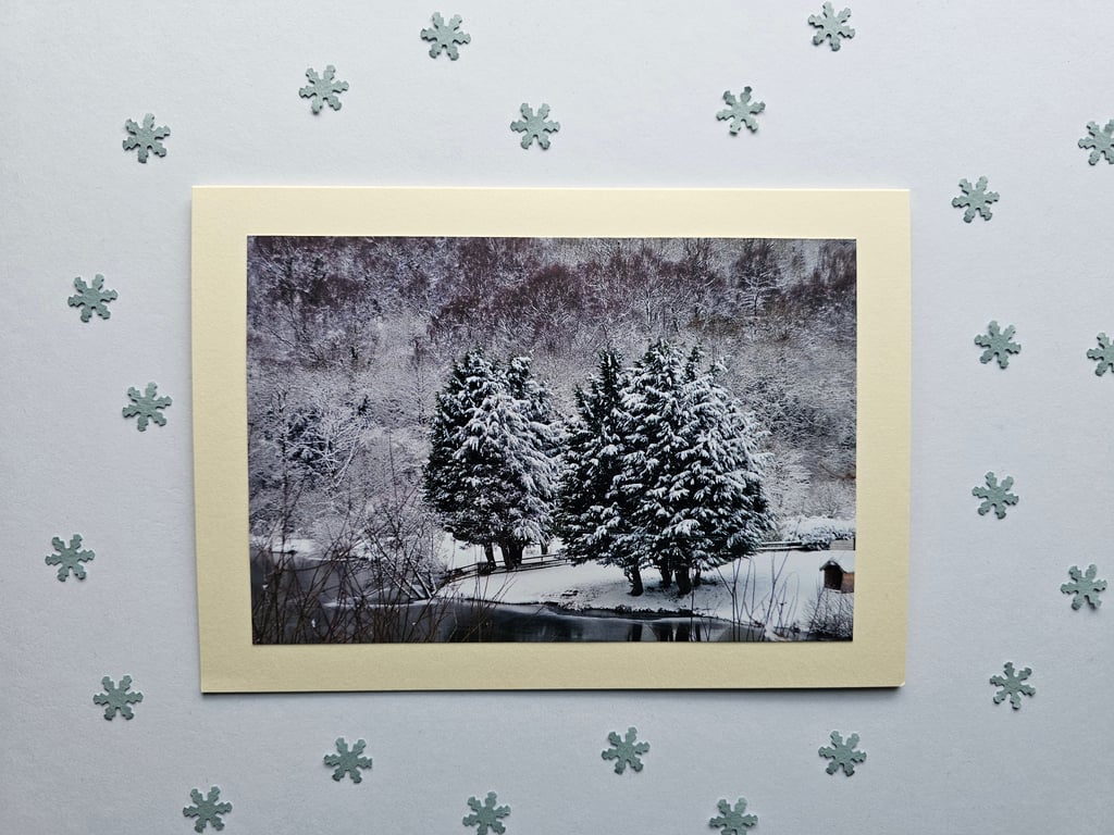 Snowy Scenery Large Photographic Card Size 7" x 5" Blank