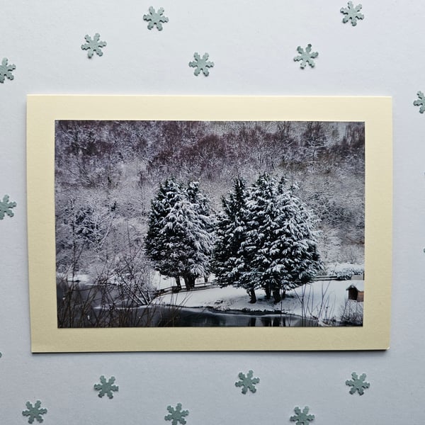 Snowy Scenery Large Photographic Card Size 7" x 5" Blank
