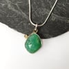 Silver gold and chrysoprase freeform pendant and chain