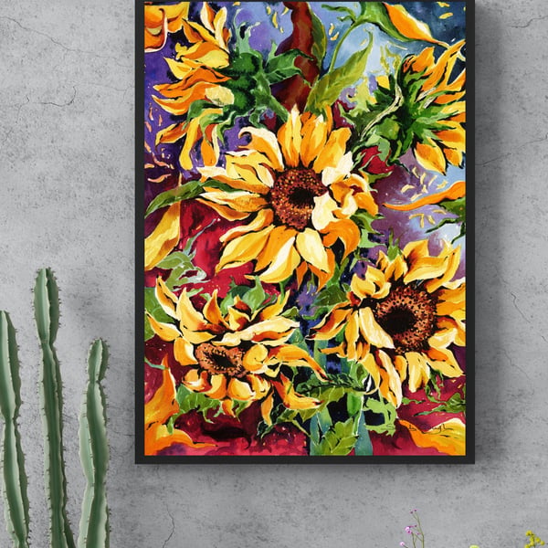 Sunflower Study: Original Watercolour Art - Unframed, Unmounted