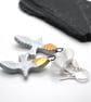 white and gold glass and ceramic bird earrings - Image 3