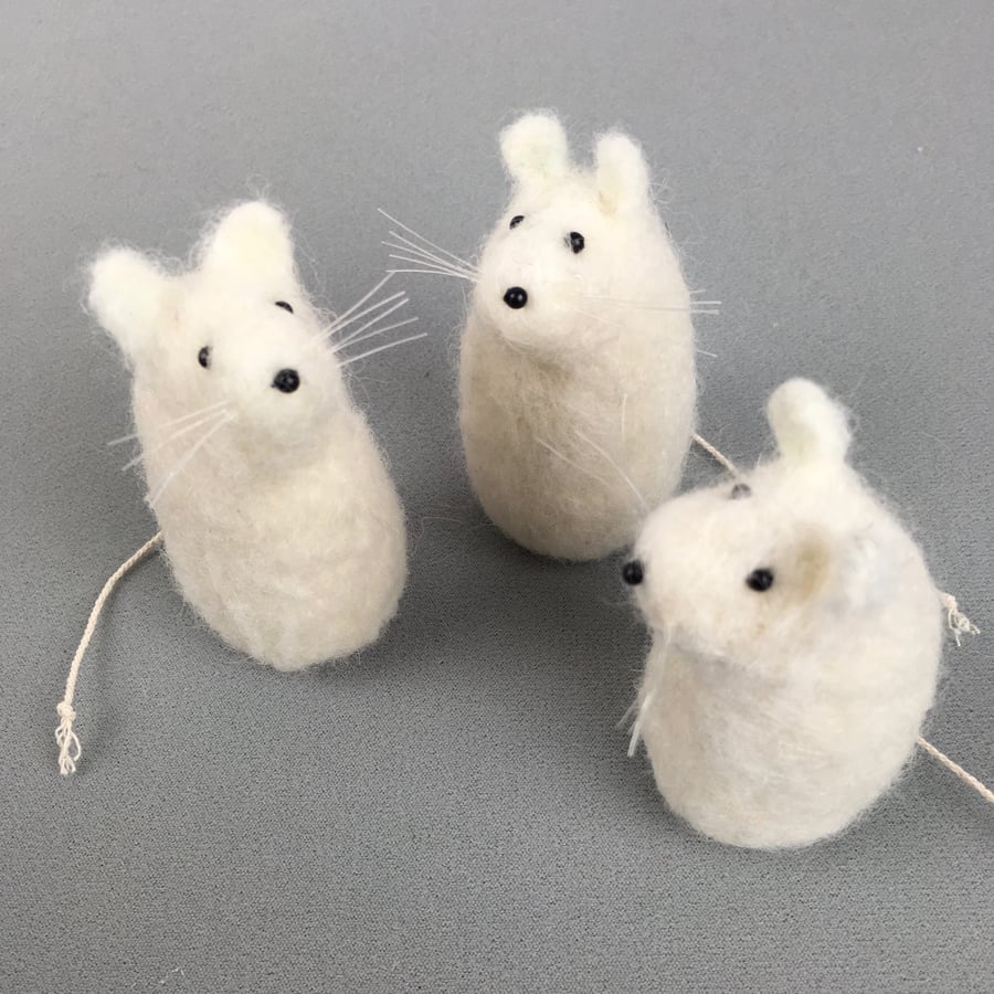 Needle felted mice, set of 3