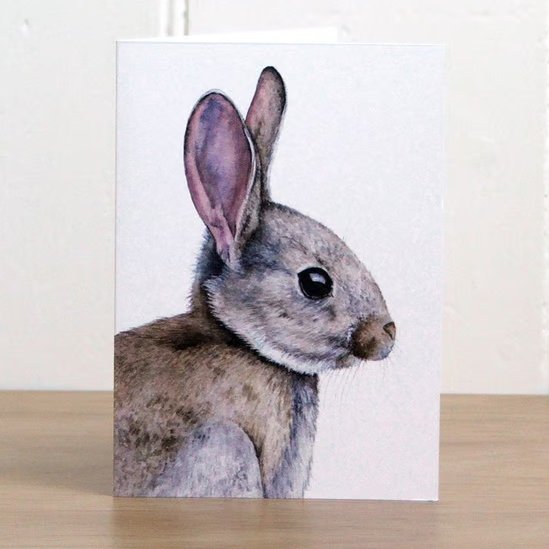 Greetings card - Rabbit - 4 x 5.75 inches (10.5 x 14.8cm)