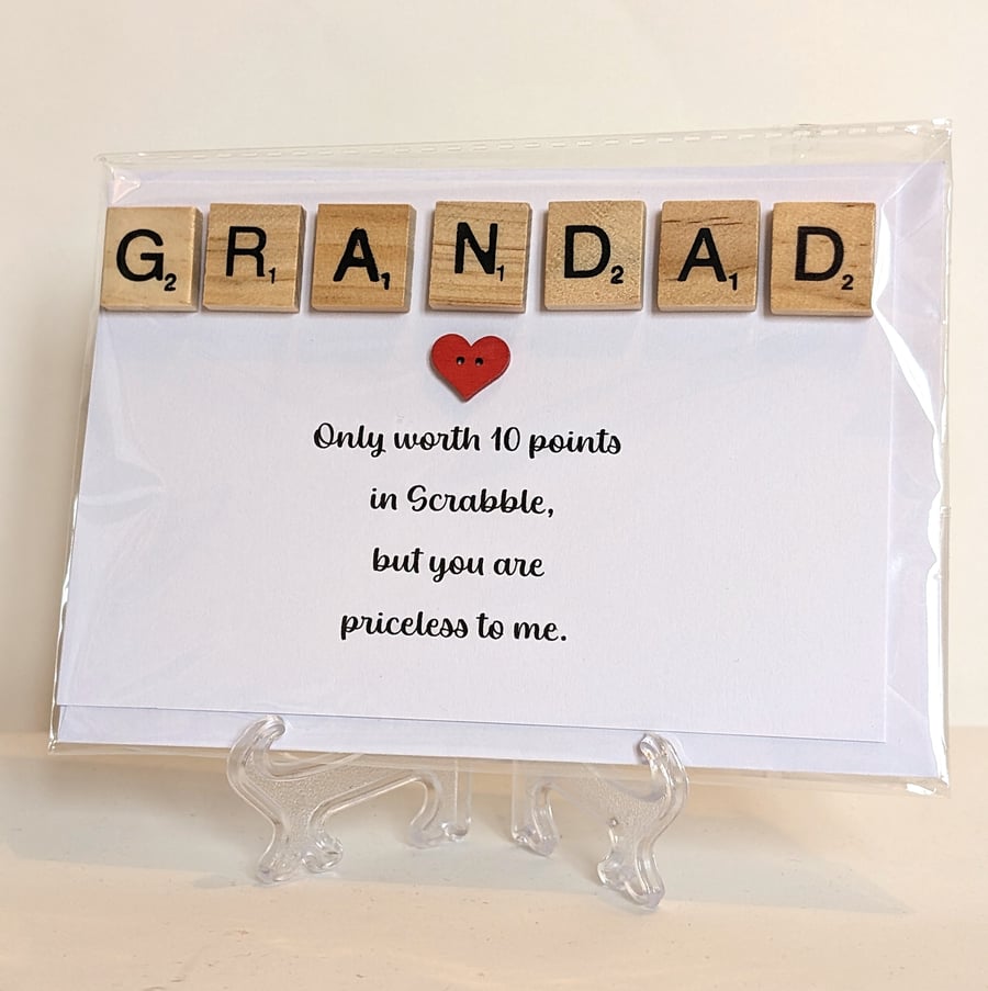 Grandad only worth 10 points in Scrabble greetings card