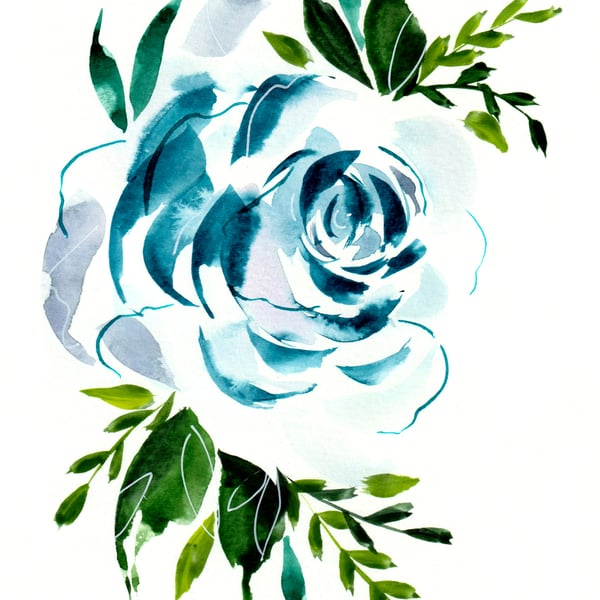 'Rosa' Reproduction print from an original watercolour 8x6"