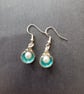 Blue and silver scallop and pearl charm dangle earrings  - Image 1