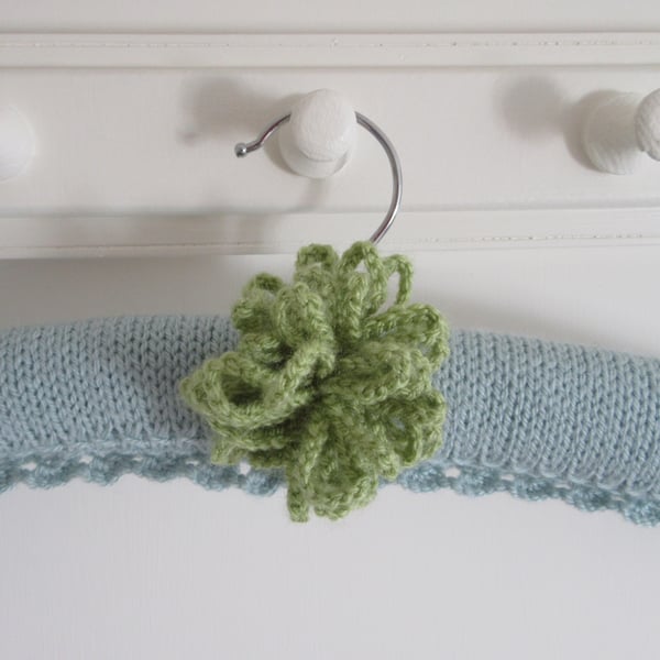 Clothes hanger coat hanger - duck egg blue with allium flower