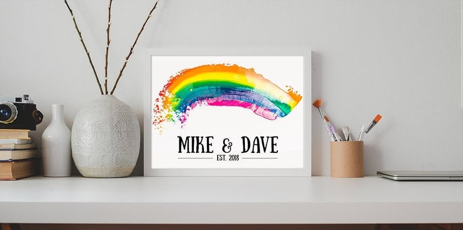 Anniversary or wedding personalised print (rainbow edition)