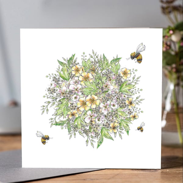 Bee Bouquet Greeting card 