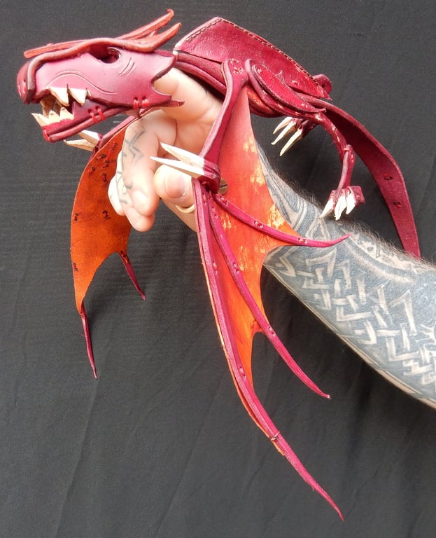 Wyvern Hand Puppet.  Dylan the Welsh Wyvern.