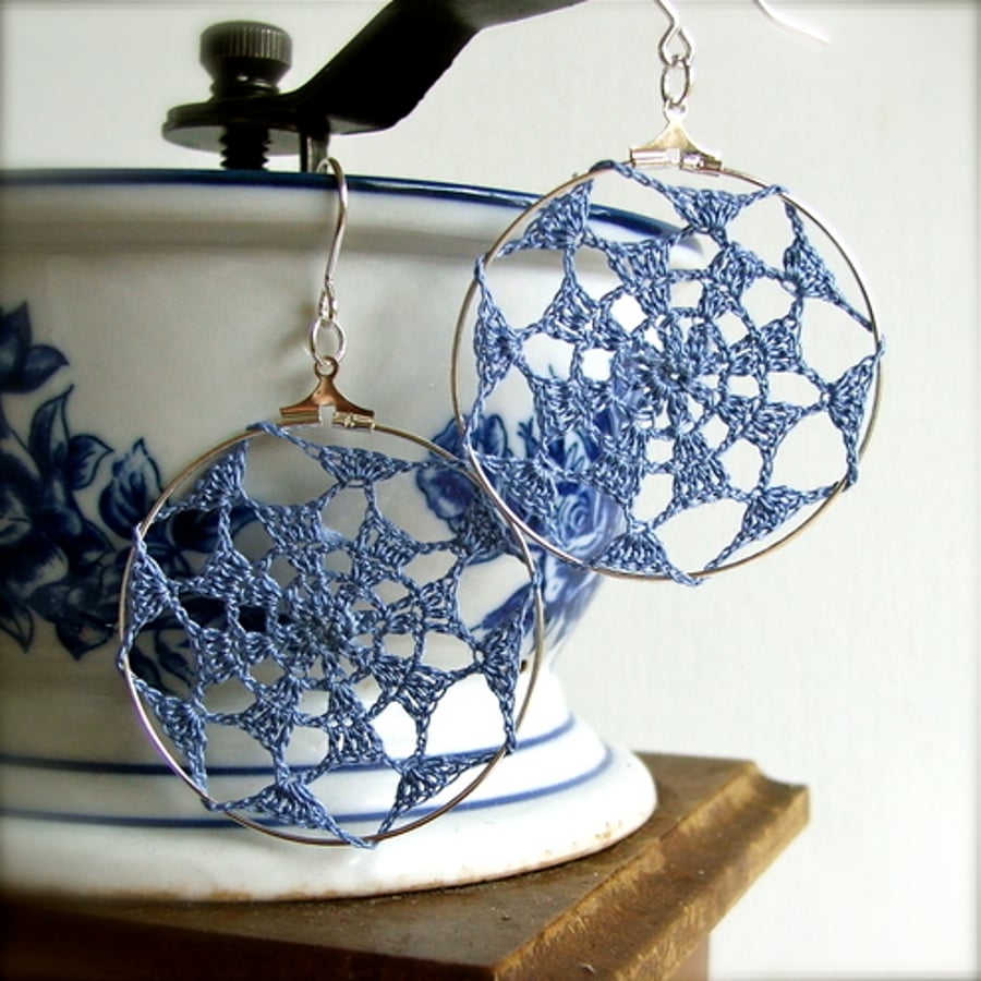 Light Blue Doily Earrings