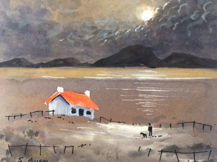 Original Watercolour "  Highland Croft " by Stephen Allen