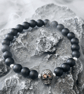 Black Skull Beaded Bracelet - Silver Plated Spacers