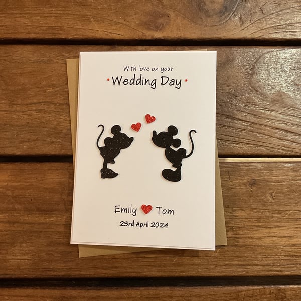 Handmade personalised Disney inspired Wedding card.
