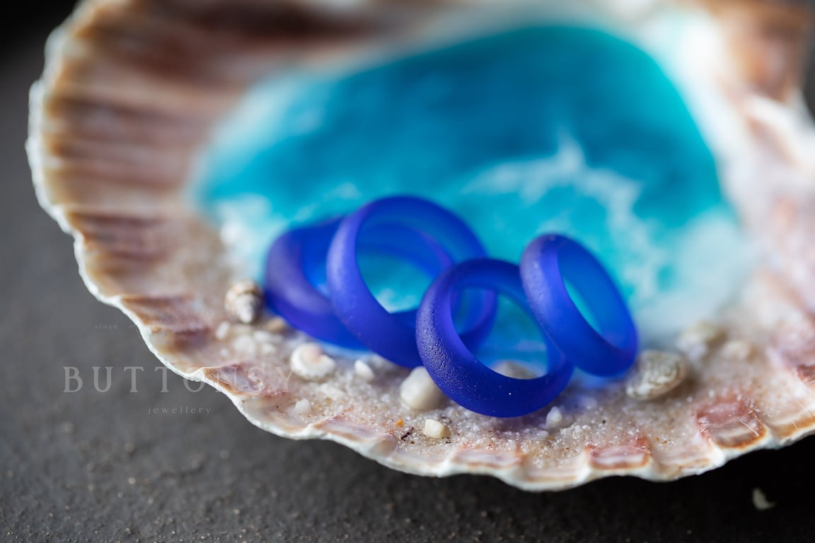 Sea Glass Ring Cobalt Blue Resin Ring Resin Sea Glass Beach Jewelry Ocean Living