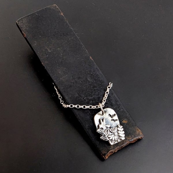Sterling Silver bird Scene pendant