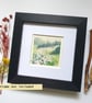 Miniature landscape painting - Green hill with white flowers - Image 5