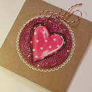 Cute Keepsake Loveheart cards with wooden hanging decoration.