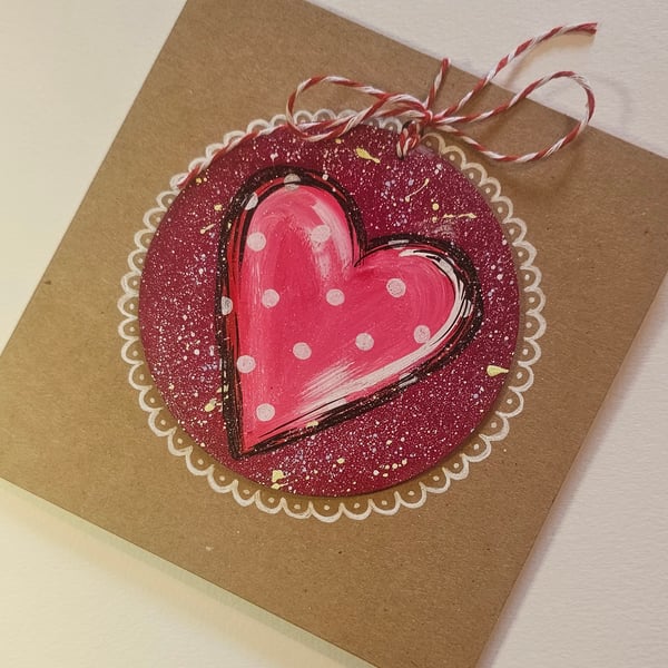 Cute Keepsake Loveheart cards with wooden hanging decoration.