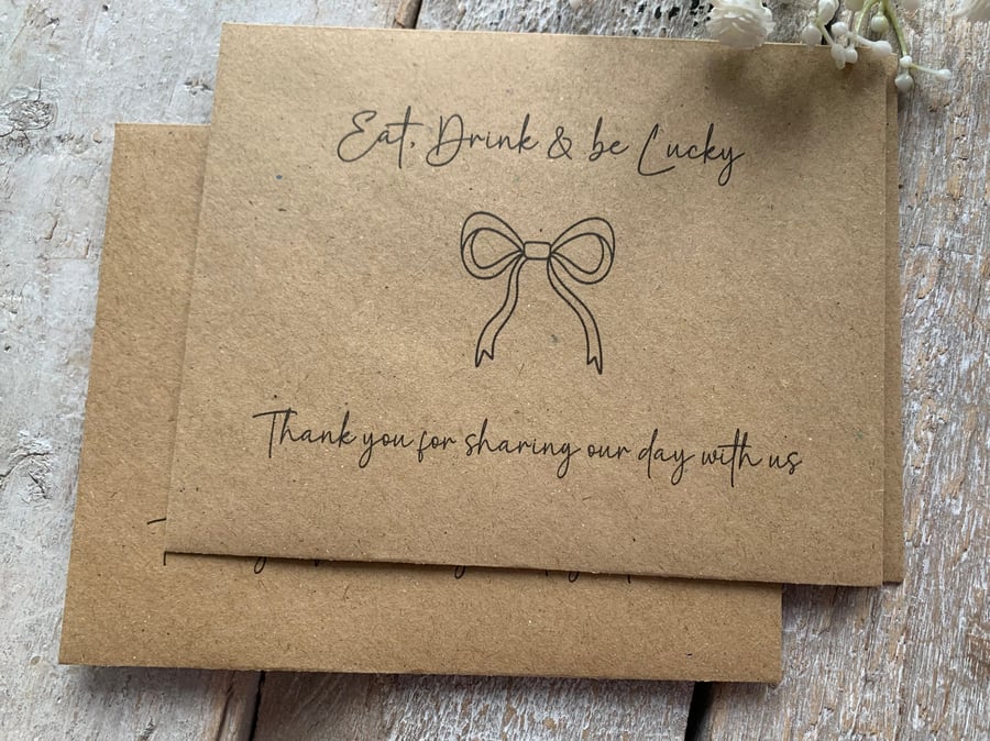 50 Wedding Favours, Brown Kraft Scratch Card Envelopes