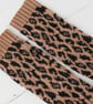 Leopard fingerless gloves - camel and charcoal - Image 3