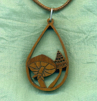 Walnut mushroom pendant