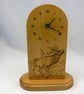 Mantle clock with pyrographed stag on - Image 1