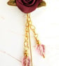 Burgundy Rose Stick Pin Brooch - Image 3