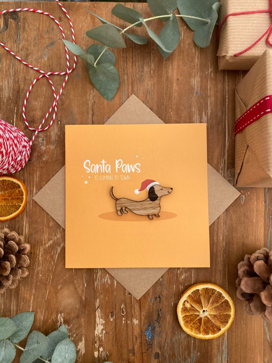 Dachshund Christmas Card, Sausage Dog Card