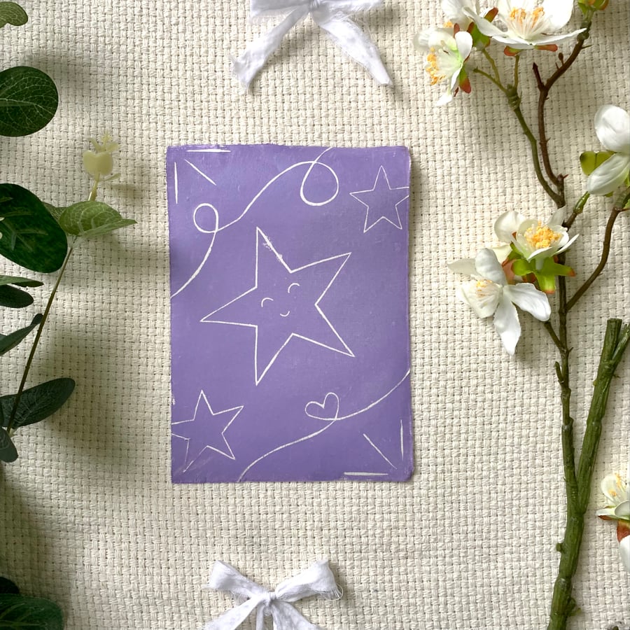 Smiling Star Lino Print