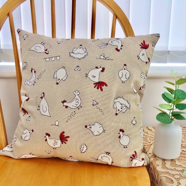 Chickens - Double Sided Decorative Feature Cushion, Throw Pillow