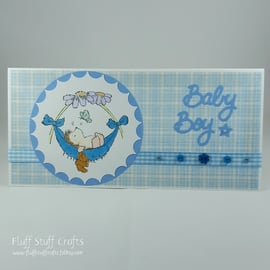 Handmade new baby boy card