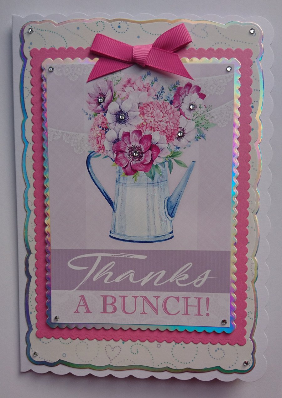 Thank You Card Thanks a Bunch! Thank You Watering Can of Flowers
