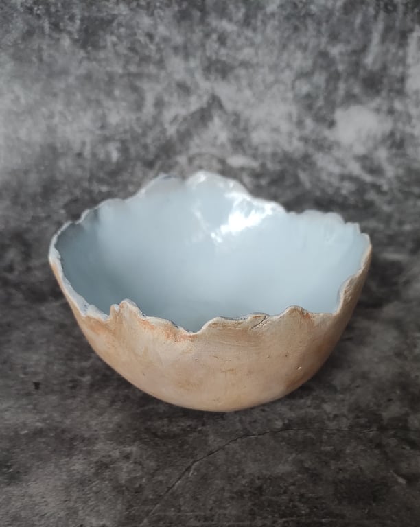 Clay Eggshell Bowl, Hand Built Minimalist Coastal Decor