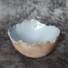 Clay Eggshell Bowl, Hand Built Minimalist Coastal Decor