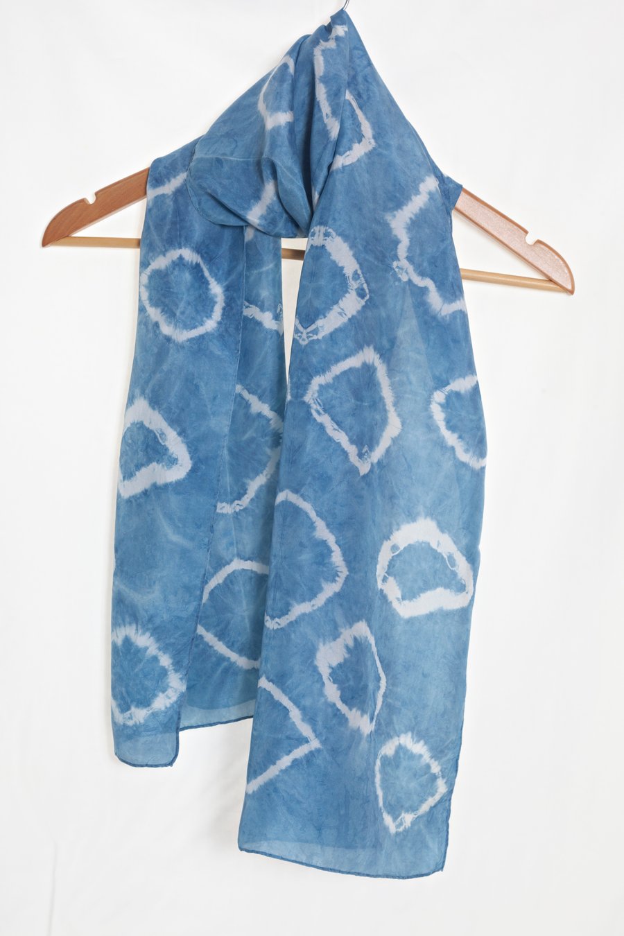 Indigo dyed shibori  silk scarf