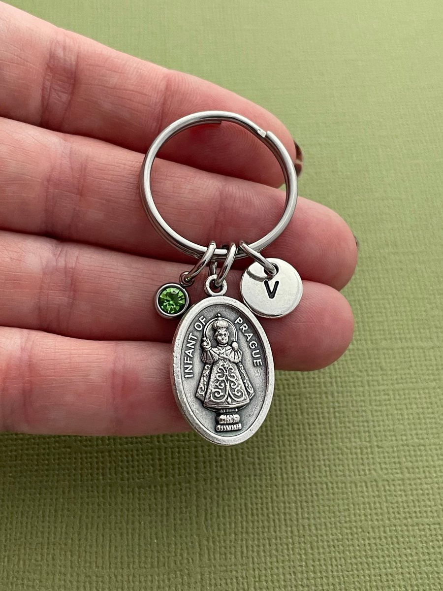 Infant of Prague Holy Medal Keychain