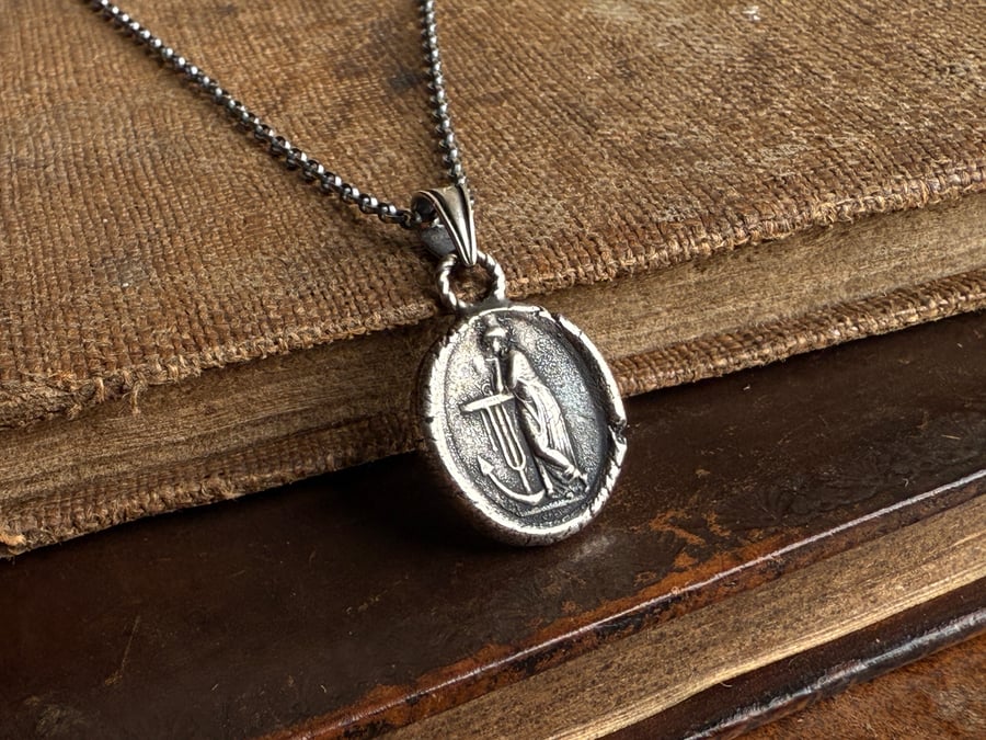 Sterling Silver Wax Seal Necklace 