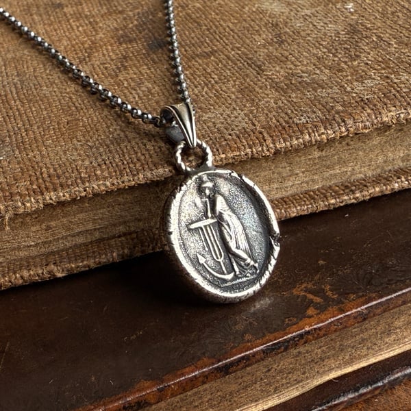 Sterling Silver Wax Seal Necklace 