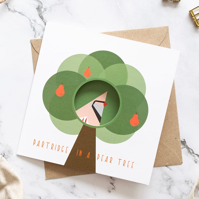 Partridge in A Pear Tree Christmas Card