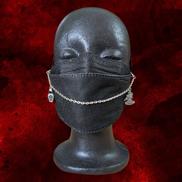 Poison bottle and plague doctor silver mask chain