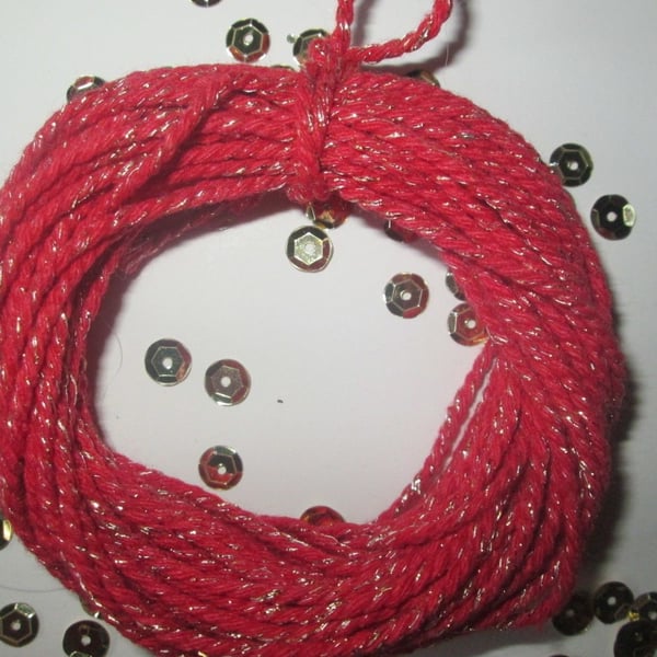 10 mts of Red SPARKLE  Cotton Bakers Twine