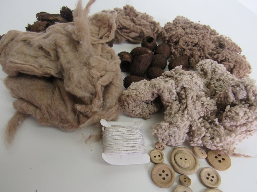 Natural Dye Dark Brown Mixed Natural Fibre Texture Craft Pack