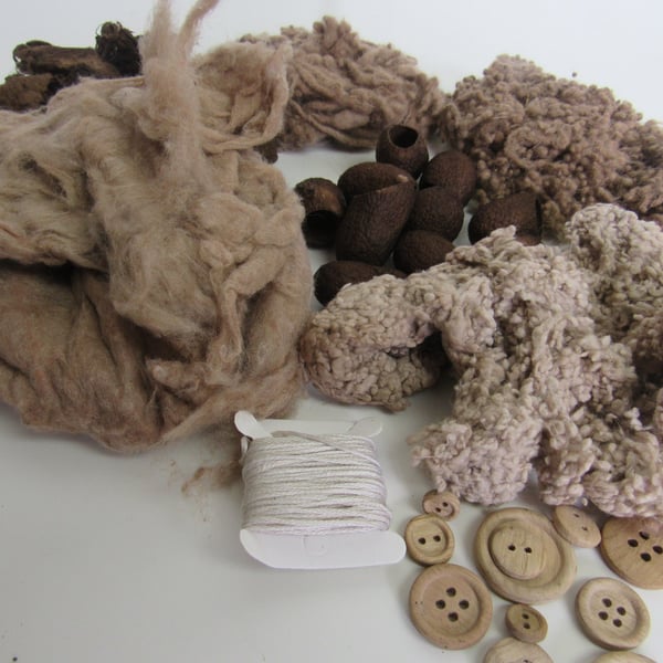 Natural Dye Dark Brown Mixed Natural Fibre Texture Craft Pack